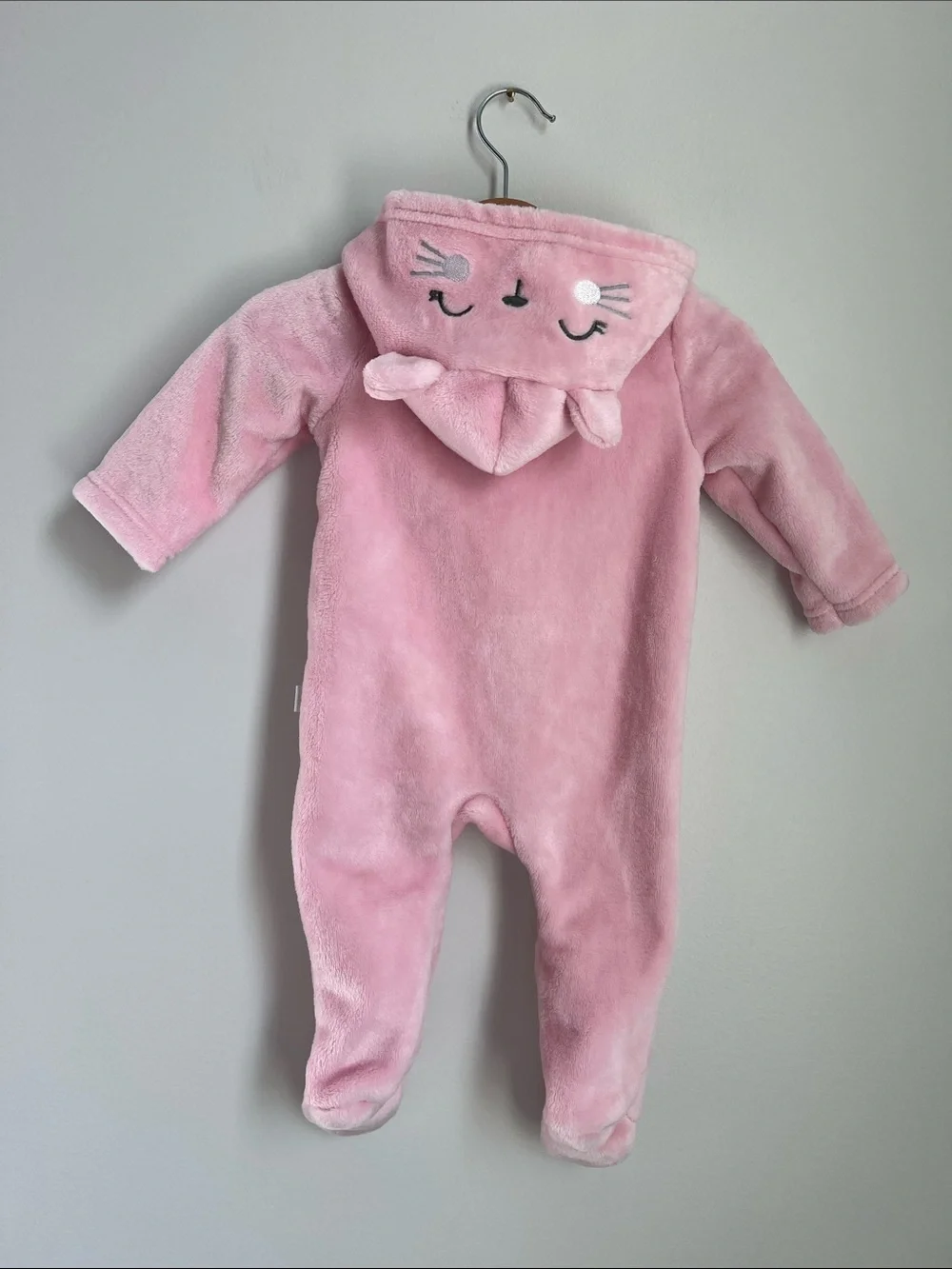 Duck Duck Goose | Soft Pink Hooded Fleece One-Piece for Babies #D00393 Sz 0-3M
